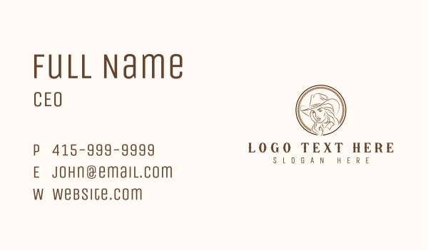Cowgirl Fashion Hat Business Card Design Image Preview