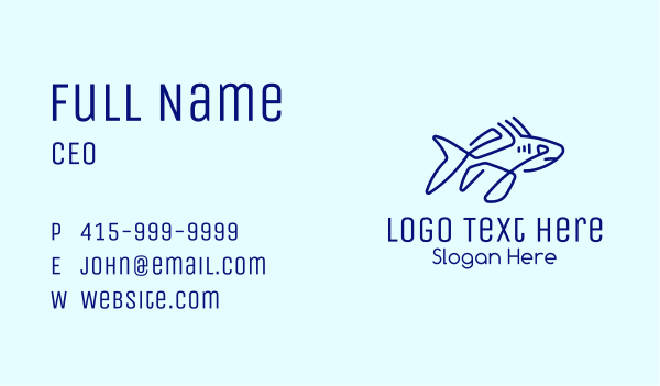 Blue Shark Monoline Business Card Design Image Preview