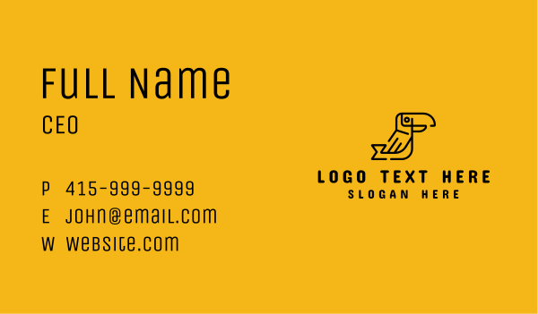 Black Monoline Toucan Business Card Design Image Preview