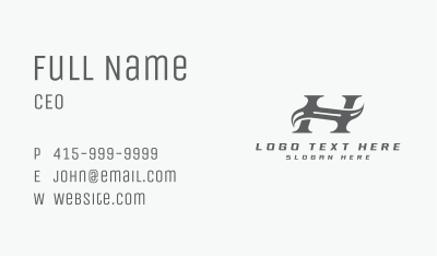 Classic Swoosh Letter H Business Card Image Preview