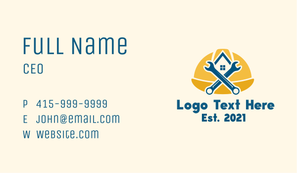 Hard Hat Wrench House Business Card Design Image Preview