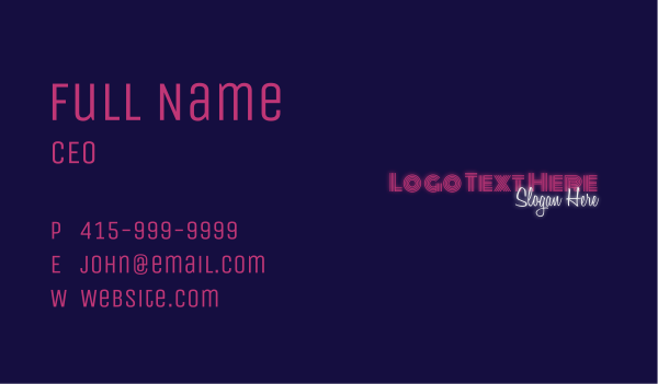 Neon Night Club Wordmark Business Card Design Image Preview