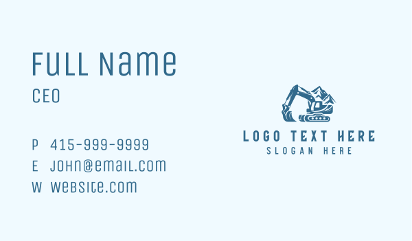 Mountain Excavator Construction Business Card Design Image Preview