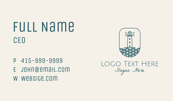 Blue Lighthouse Badge Business Card Design Image Preview