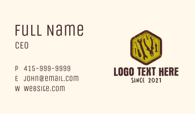 Rustic Mechanic Tools Hexagon Business Card Image Preview