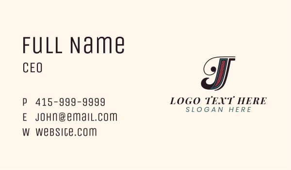 Script Letter J Vintage Business Card Design Image Preview