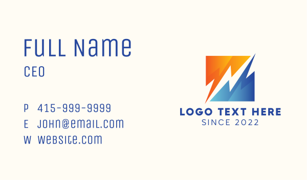 Hydroelectric Lightning Bolt Business Card Design Image Preview