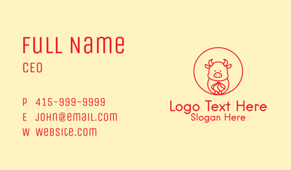 Red Baby Ox Zodiac  Business Card Design