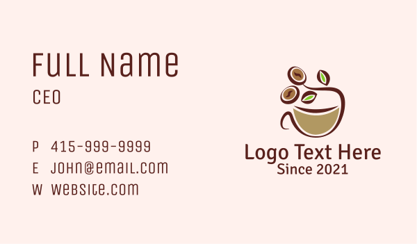 Organic Coffee Latte  Business Card Design Image Preview