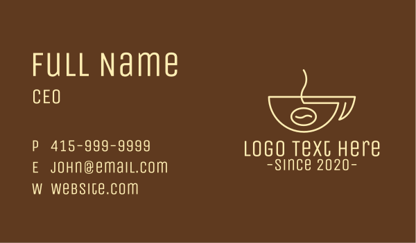 Simple Coffee Bean Cup Business Card Design Image Preview