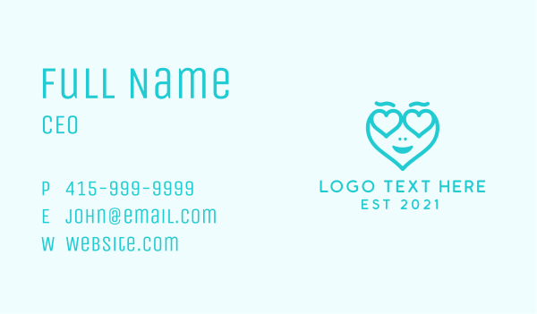 Blue Heart Head Business Card Design Image Preview