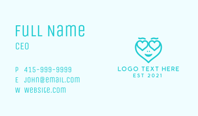 Blue Heart Head Business Card Image Preview