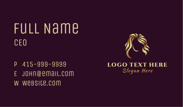 Woman Golden Hair Business Card Design Image Preview