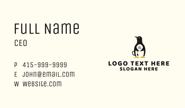 Penguin Hot Tea Business Card Design Image Preview