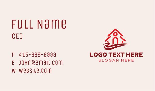 Red House Wave Business Card Design Image Preview