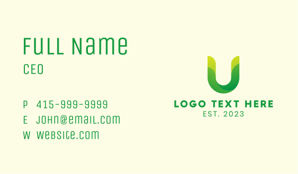 Natural Letter U Business Card Design Image Preview