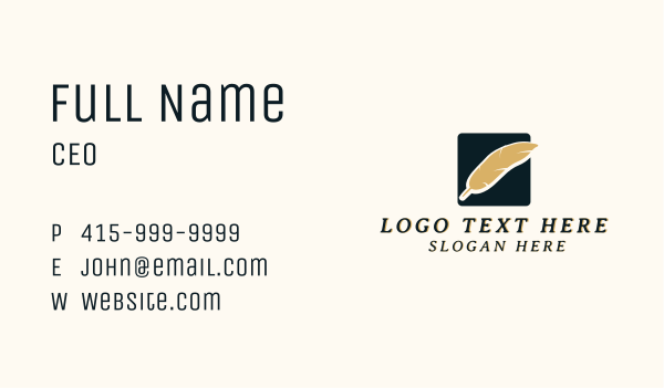 Pen Feather Writing Business Card Design Image Preview