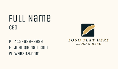 Pen Feather Writing Business Card Image Preview
