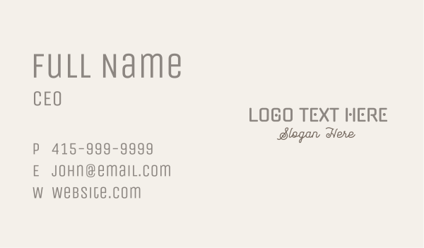 Stylish Store Wordmark Business Card Design