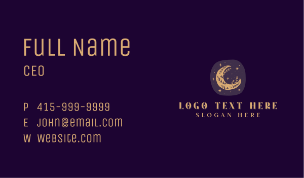 Floral Crescent Moon Business Card Design Image Preview