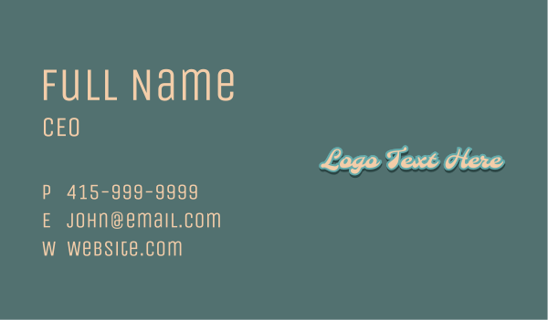 Groovy Retro Wordmark Business Card Design Image Preview