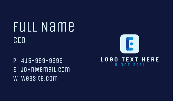 Digital Application Letter E Business Card Design Image Preview