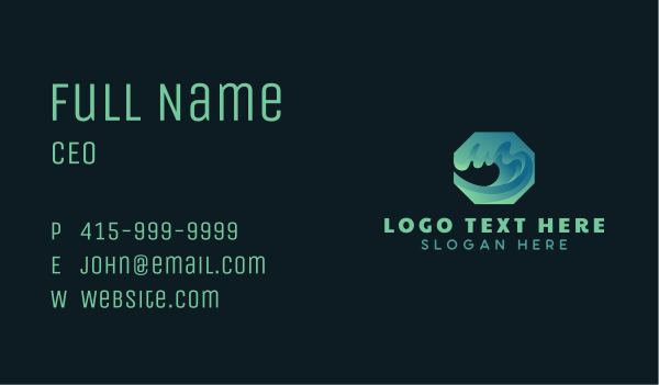 Surfing Ocean Wave Business Card Design Image Preview