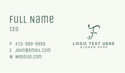 Professional Business Letter F Business Card Image Preview