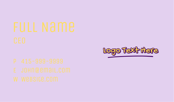 Cute Handwritten Wordmark  Business Card Design Image Preview
