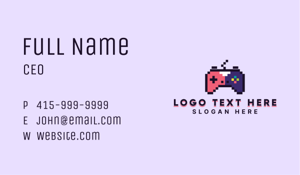 Pixel Game Controller Business Card Design Image Preview