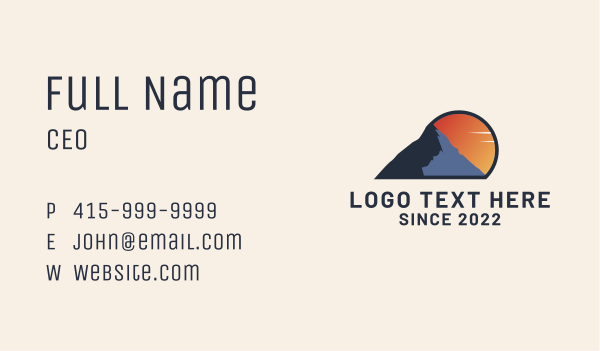 Mountain Trek Sunset Business Card Design Image Preview