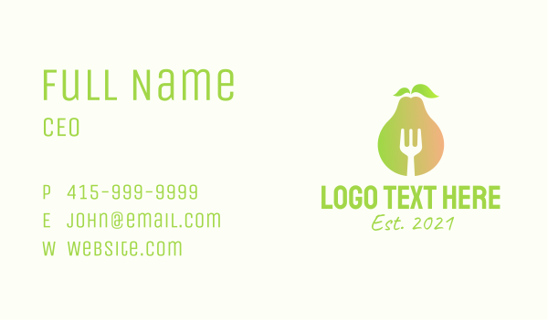 Healthy Pear Restaurant  Business Card Design Image Preview