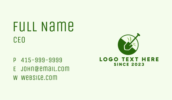 Green Shovel Emblem  Business Card Design Image Preview