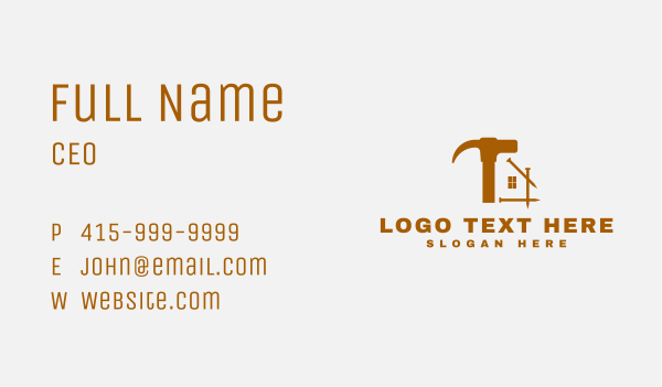 Hammer Nail House Building Business Card Design Image Preview