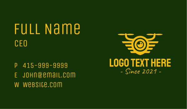 Yellow Drone Lens Business Card Design Image Preview