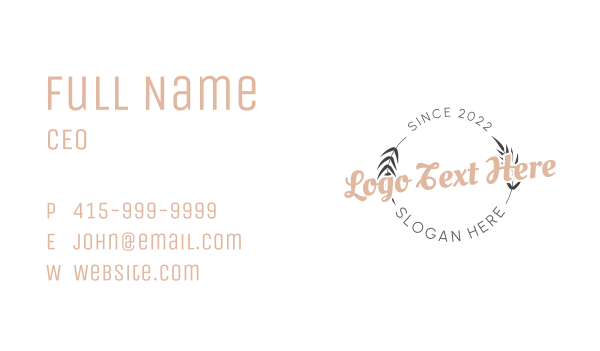 Round Leaf Emblem Wordmark Business Card Design Image Preview