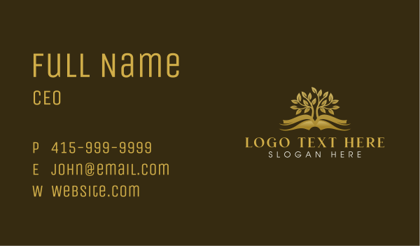 Tree Book Reading Business Card Design Image Preview