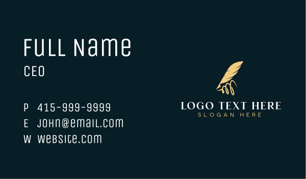 Writing Quill Author Business Card Design Image Preview