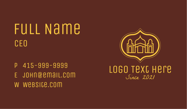 Yellow Religious Mosque  Business Card Design Image Preview