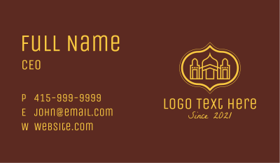 Yellow Religious Mosque  Business Card