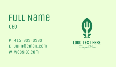 Green Salad Leaf Fork Business Card