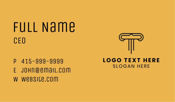 Greek Column Letter T Business Card Design Image Preview