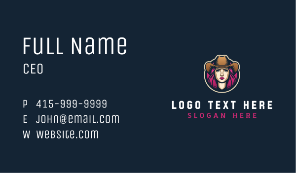 Feminine Cowgirl Saloon Business Card Design Image Preview