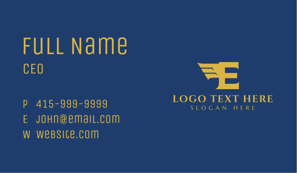 Gold Letter E Wings  Business Card Design Image Preview