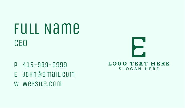 Green Environment Letter E Business Card Design Image Preview