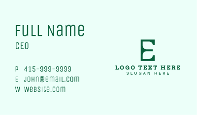 Green Environment Letter E Business Card Image Preview