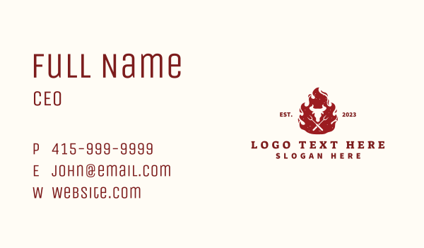 Flame Steakhouse Barbecue Business Card Design Image Preview