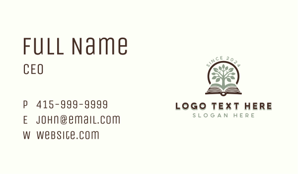 Reading Book Tree Business Card Design Image Preview