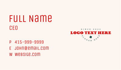 Fun Clover Wordmark Business Card Image Preview