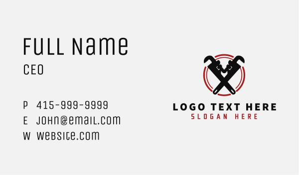 Pipe Wrench Repairman Business Card Design Image Preview